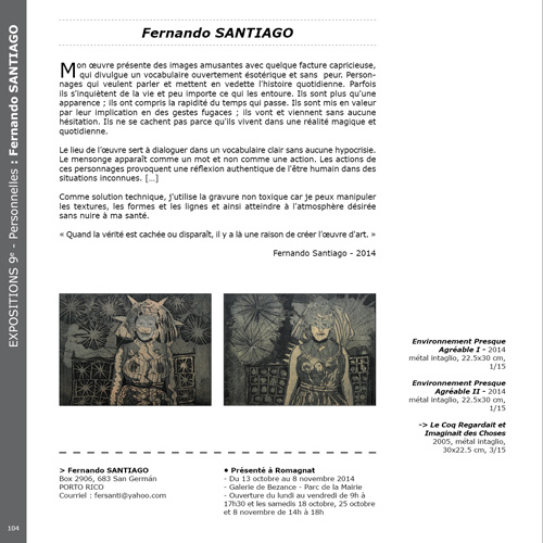 9e Triennale Mondiale de l'Estampe - du 11 octobre au 9 novembre 2014 - Chamalières (63400)