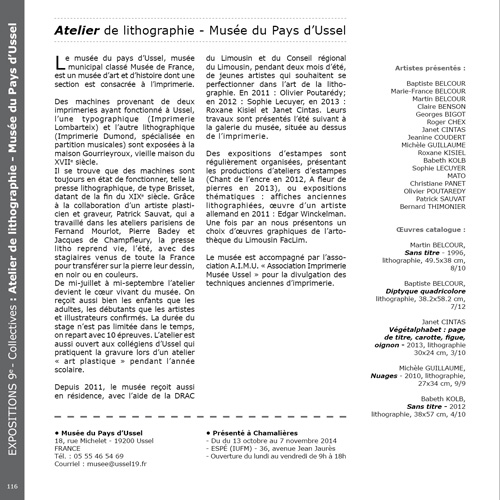 9e Triennale Mondiale de l'Estampe - du 11 octobre au 9 novembre 2014 - Chamalières (63400)