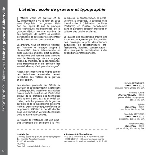 9e Triennale Mondiale de l'Estampe - du 11 octobre au 9 novembre 2014 - Chamalières (63400)