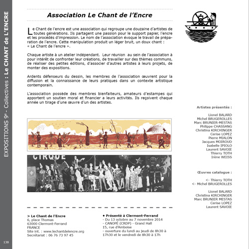 9e Triennale Mondiale de l'Estampe - du 11 octobre au 9 novembre 2014 - Chamalières (63400)